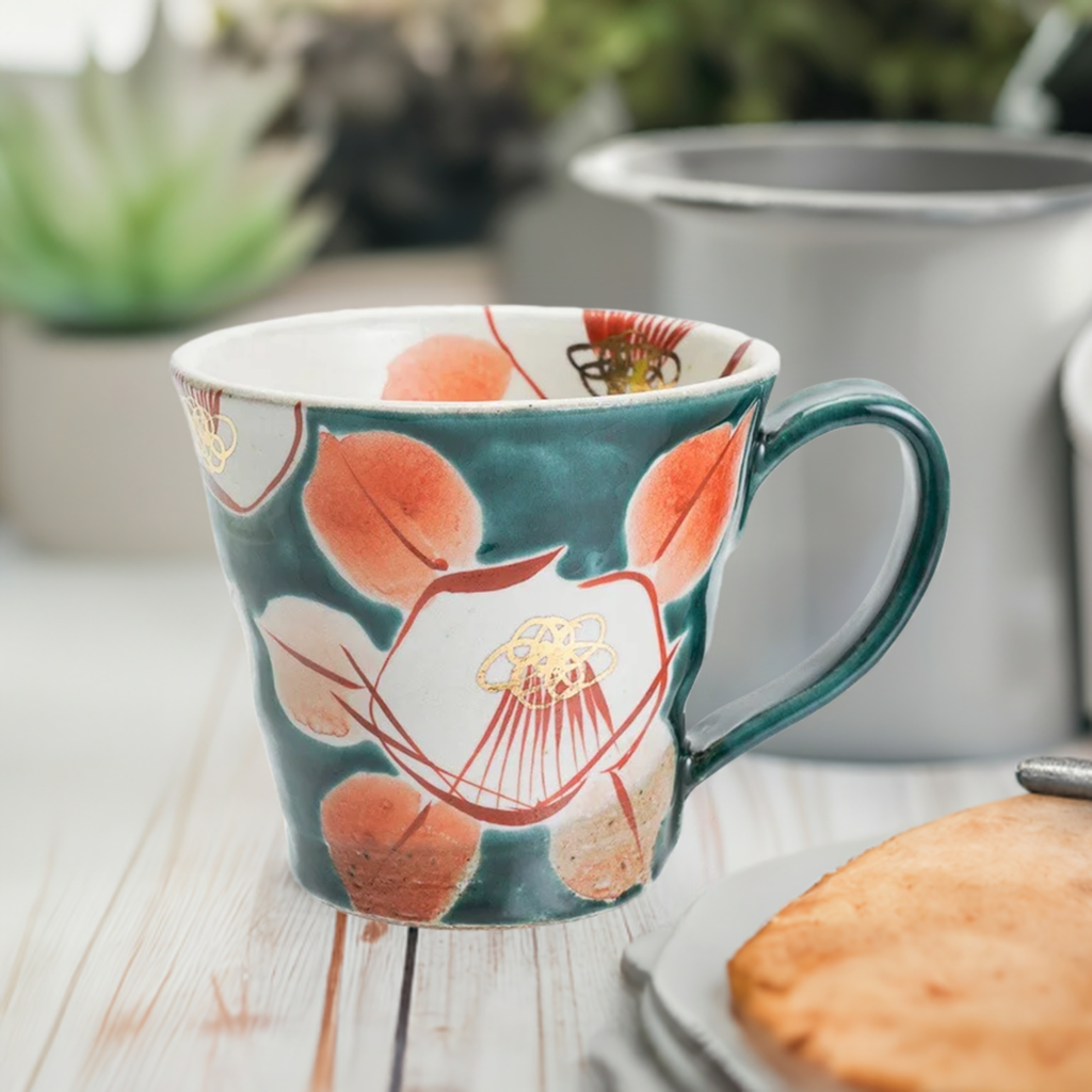 KUTANI WARE MUG CUP YŪSAI TSUBAKI /KOKUZOU KLIN