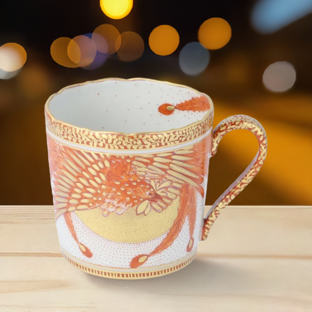 KUTANI MUG CUP - KINRANDE PHOENIX MOTIF BY YOSHINORI FUKUDA
