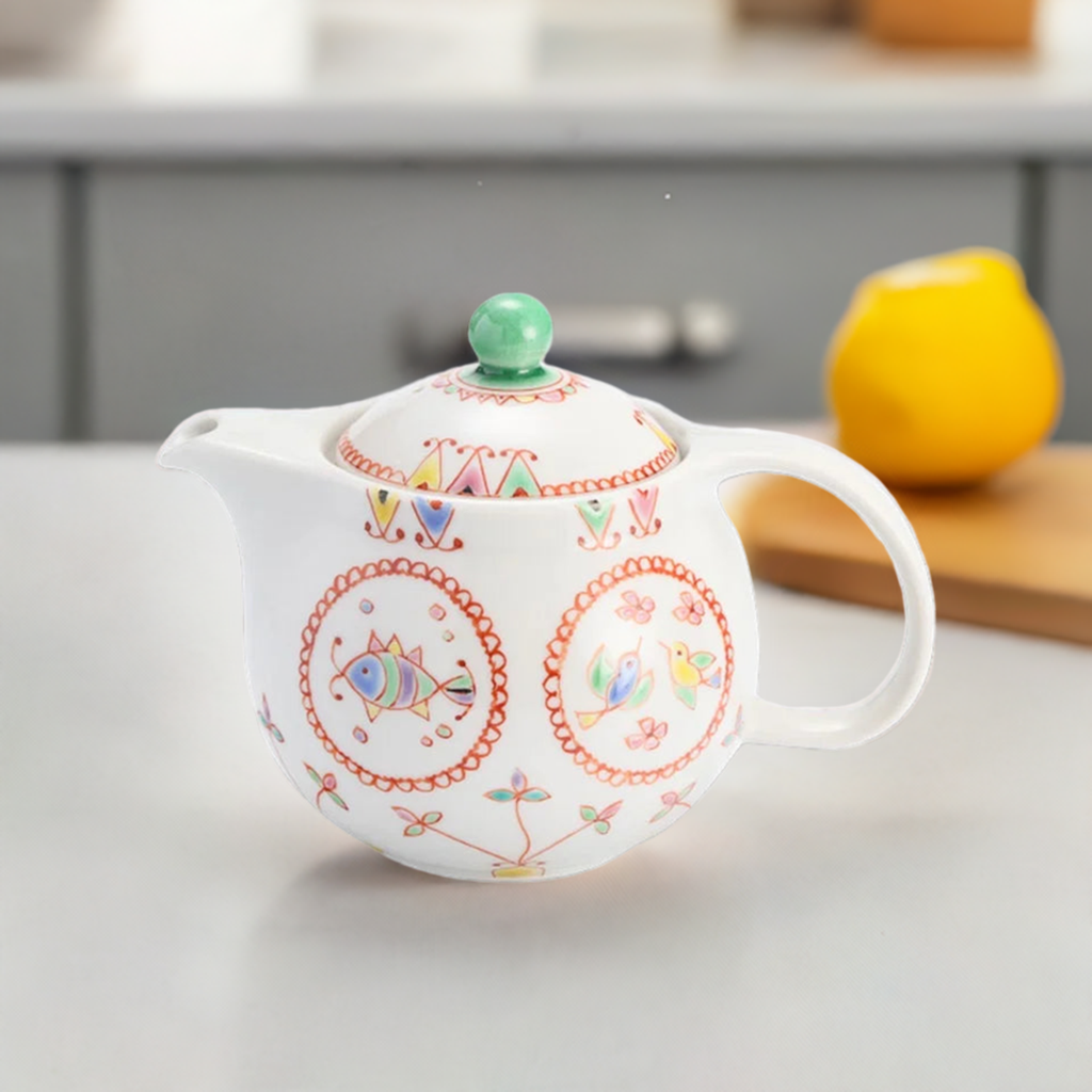 KUTANI WARE ROUND POT(ROUND CREST) /GINSYUU KILN