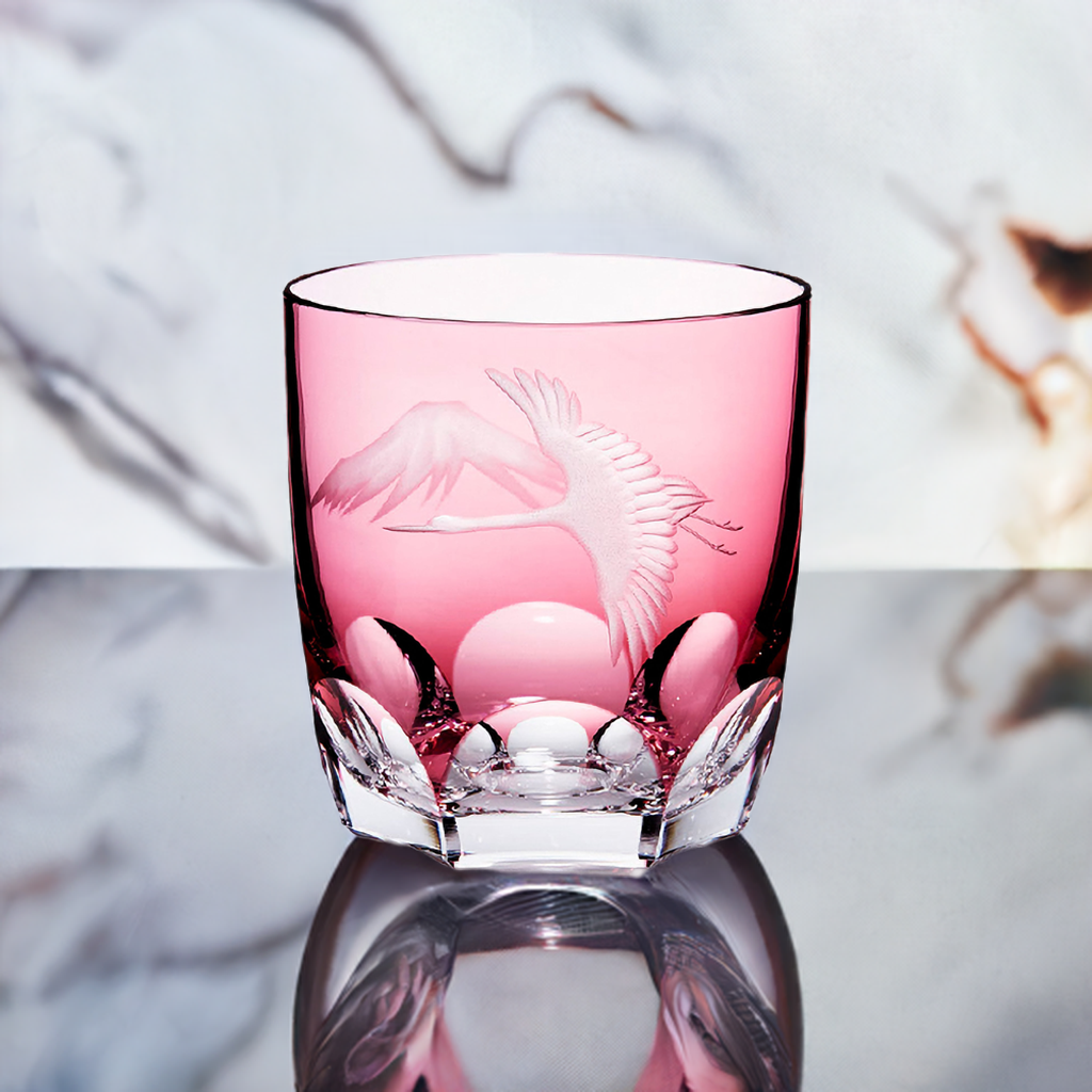 Whiskey Glass “Crane & Mt. Fuji”