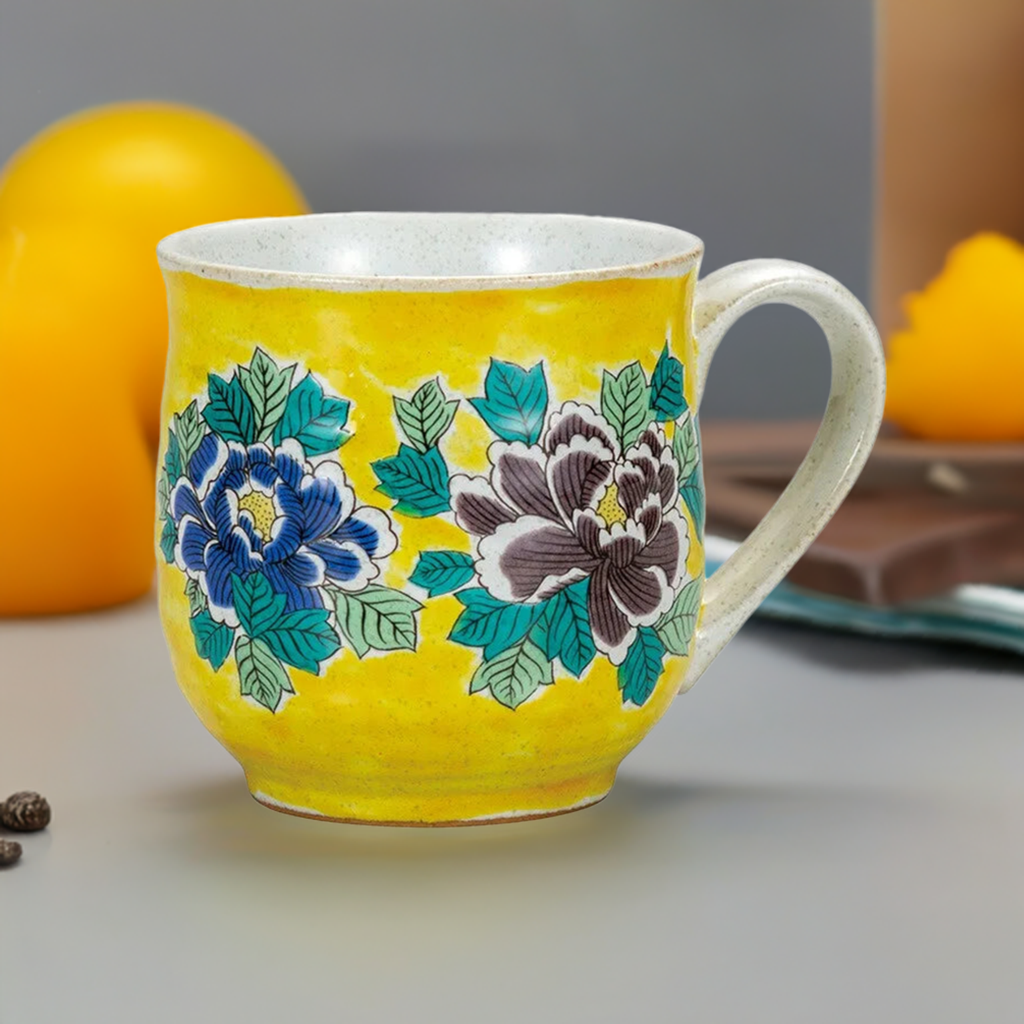KUTANI WARE (YOSHIDAYA BOTAN STYLE)JAPANESE MUG CUP