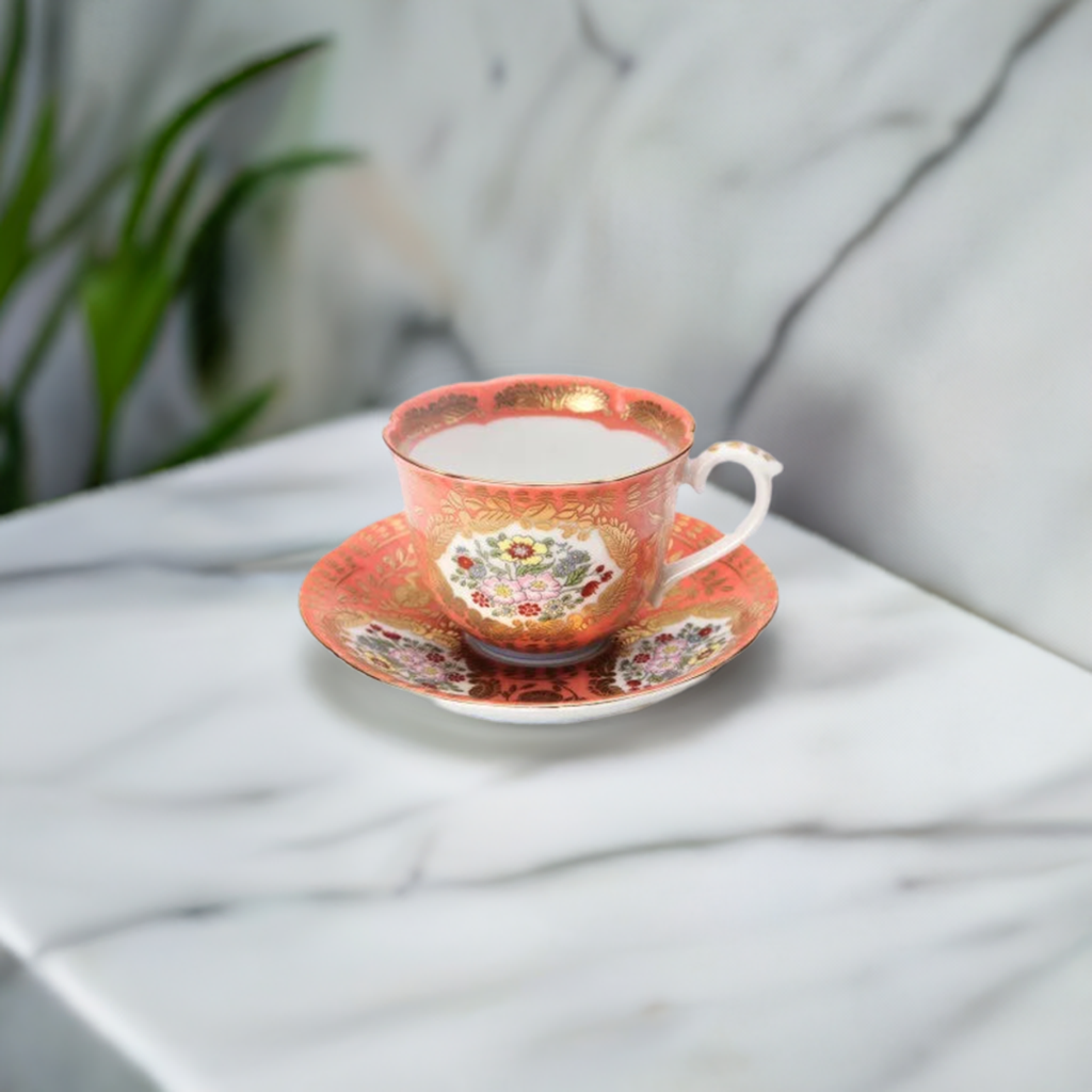 ARITA WARE (NISHIKI SCARLET) VERSAILLES DEMITASSE/ KOURAKU KILN