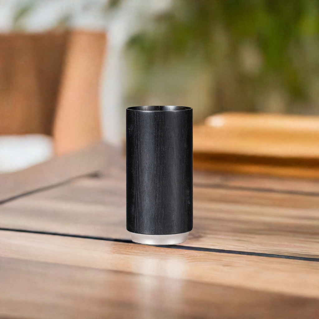 JAPANESE YAMANAKA LACQUERWARE SHOT CUP – MIZUME SAKURA, BLACK TREE RINGS DESIGN