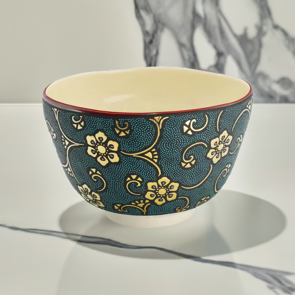 KINGYOKU NAKADA KUTANI MATCHA BOWL CHAWAN – UZUUCHI AOCHIBU MORIKIN HŌSŌGE KARAKUSA