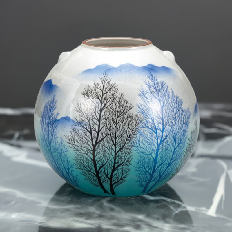 JAPANESE FLOWER VASE KUTANI GINSAI GROVE