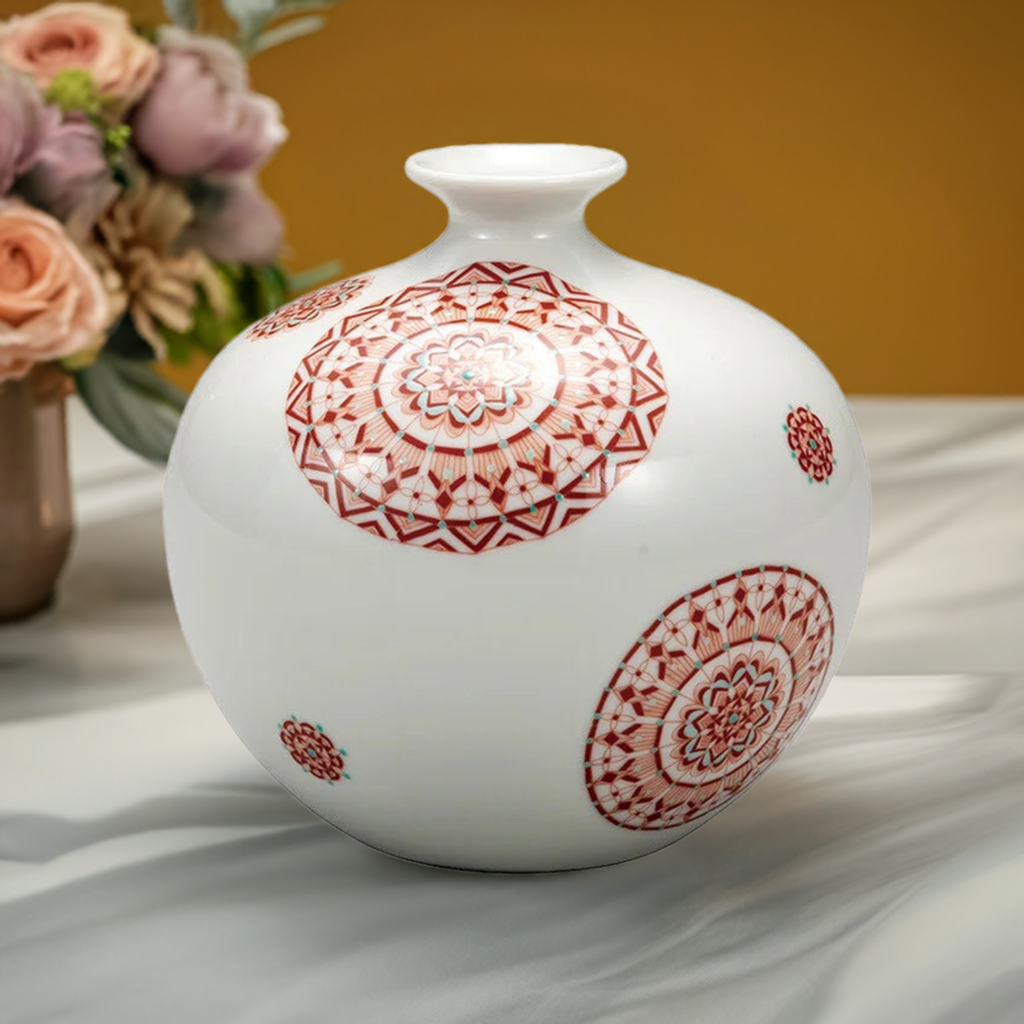 KUTANI WARE FLOWER VASE AKAE MARUMON /TAISHI KLIN