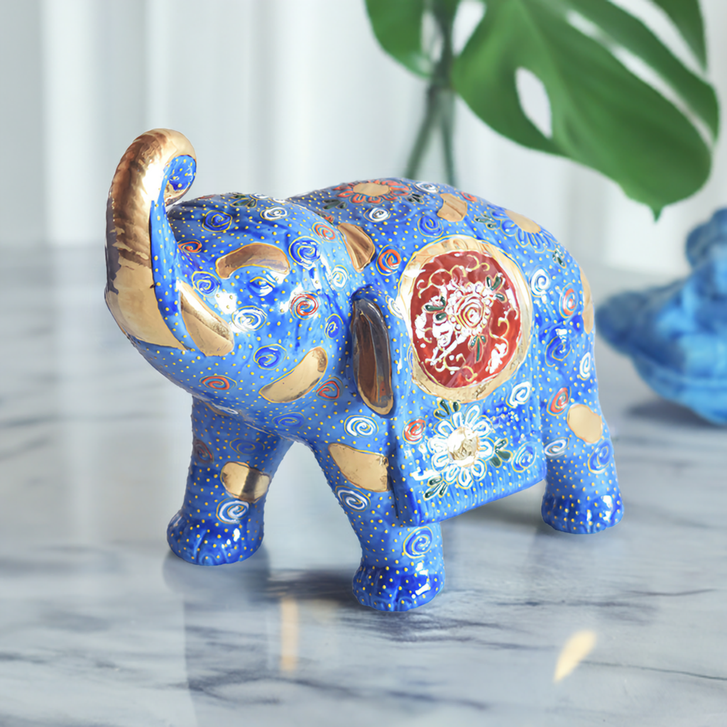 JAPANESE KUTANI WARE ELEPHANT AOMORI|TRADITIONAL JAPANESE CRAFT FIGURINE