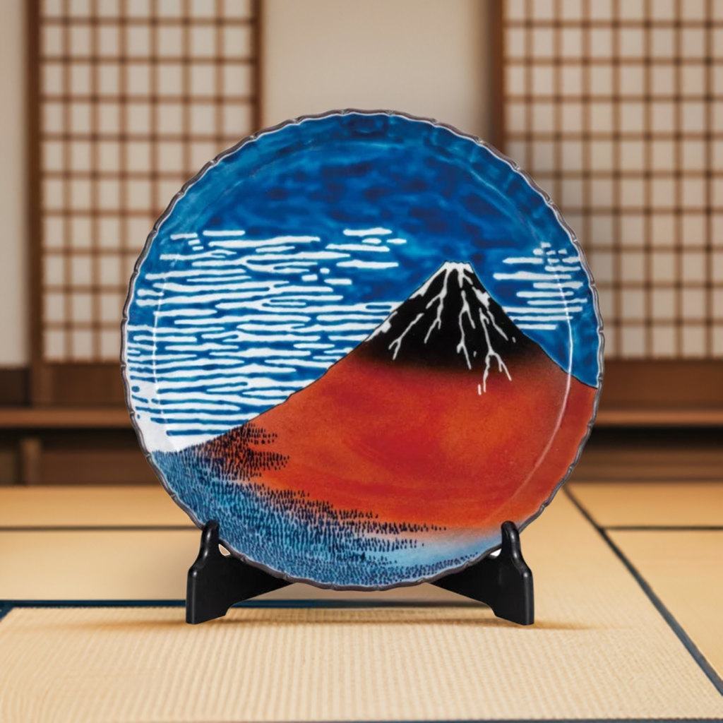 KUTANI WARE DECORATIVE PLATE HOKUSAI GAIFŪ KAISEI STYLE BIZAN KILN, JAPANESE CERAMIC ART