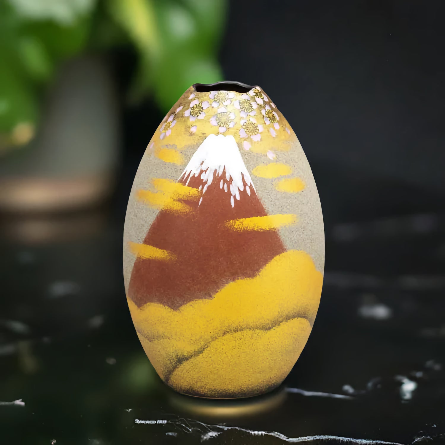 KUTANI WARE FLOWER VASE KIN'UN SAKURA FUJI /YOSHINORI FUKUDA