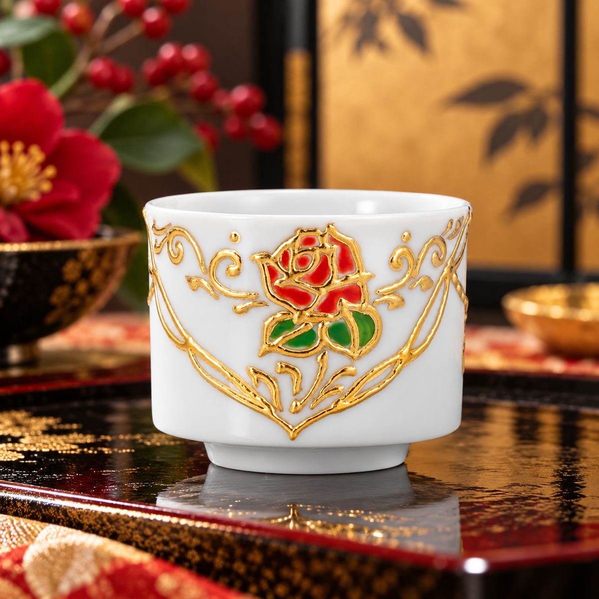 KUTANI WARE GUINOMI - HANAMUSUBI KNOT DESIGN / SHIHO AIKAWA