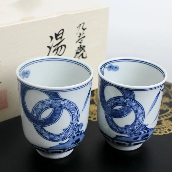 KUTANI WARE IMPERIAL HOUSEHOLD AGENCY OFFICIAL KILN SET TEACUP (SORINMON SHOCHIKUBAI) / CYOZA YAMAMOTO