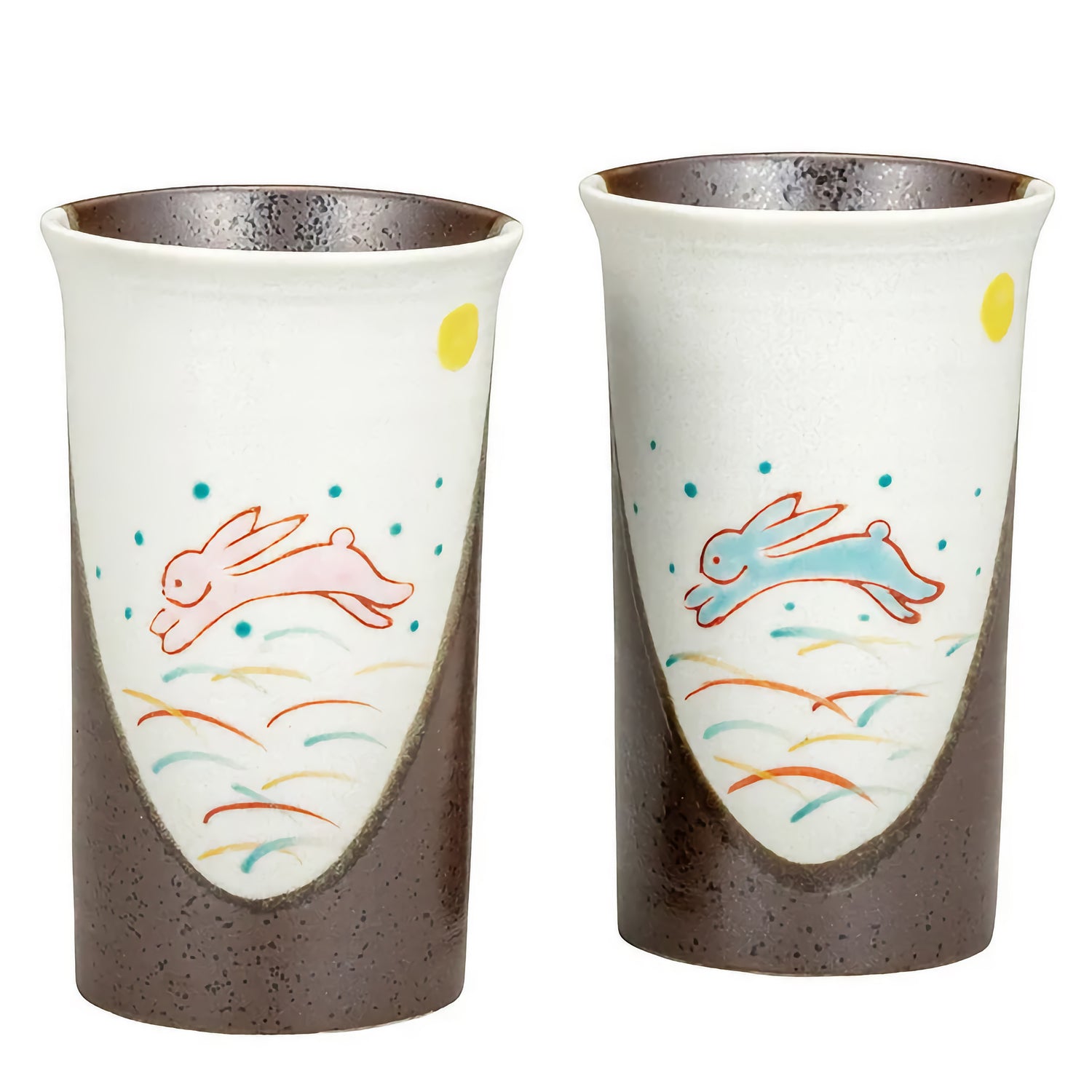 KUTANI WARE PAIR OF FREE CUPS HANE USAGI