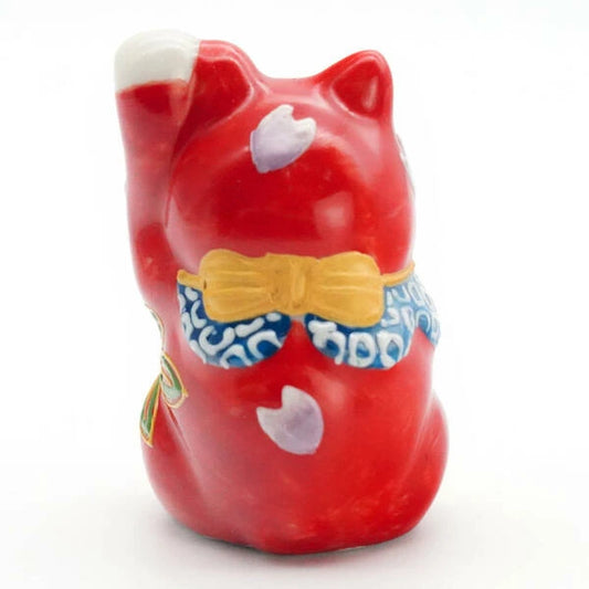 KUTANI JAPANESE LUCKY CAT(MANEKI NEKO) SAKURA MORI RED