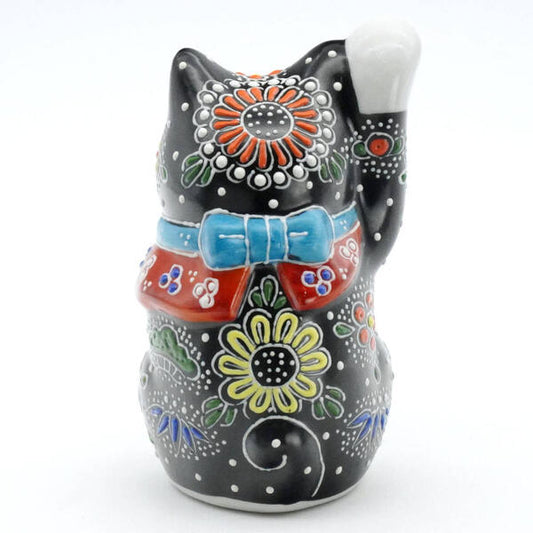 KUTANI JAPANESE LUCKY CAT(MANEKI NEKO) BLACK MORI