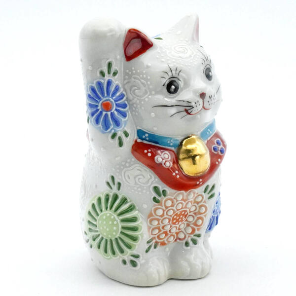 KUTANI JAPANESE LUCKY CAT(MANEKI NEKO) WHITE MORI
