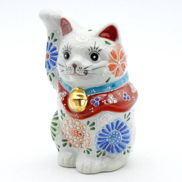 KUTANI JAPANESE LUCKY CAT(MANEKI NEKO) WHITE MORI