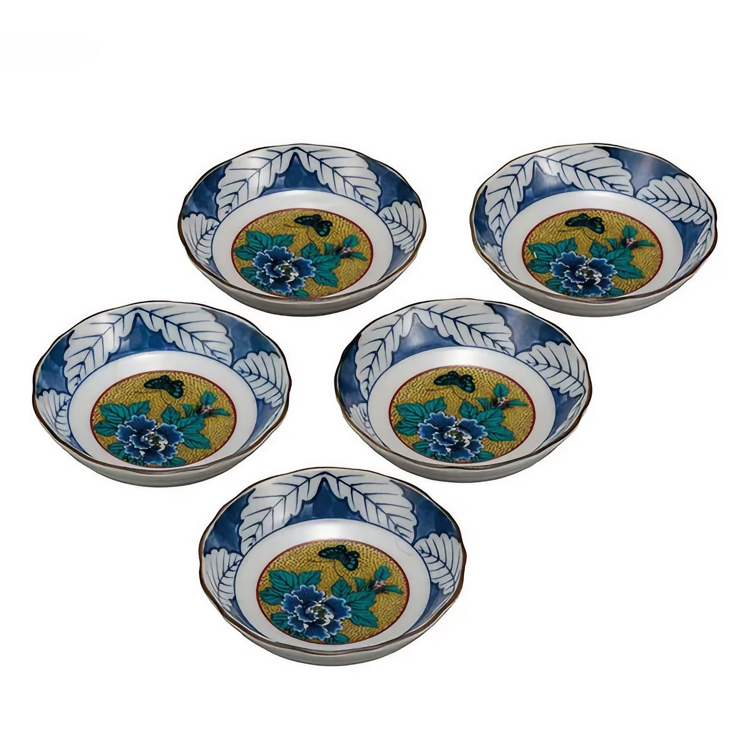 KUTANI JAPANNESE PLATE SET YOSHIDAYA BOTAN