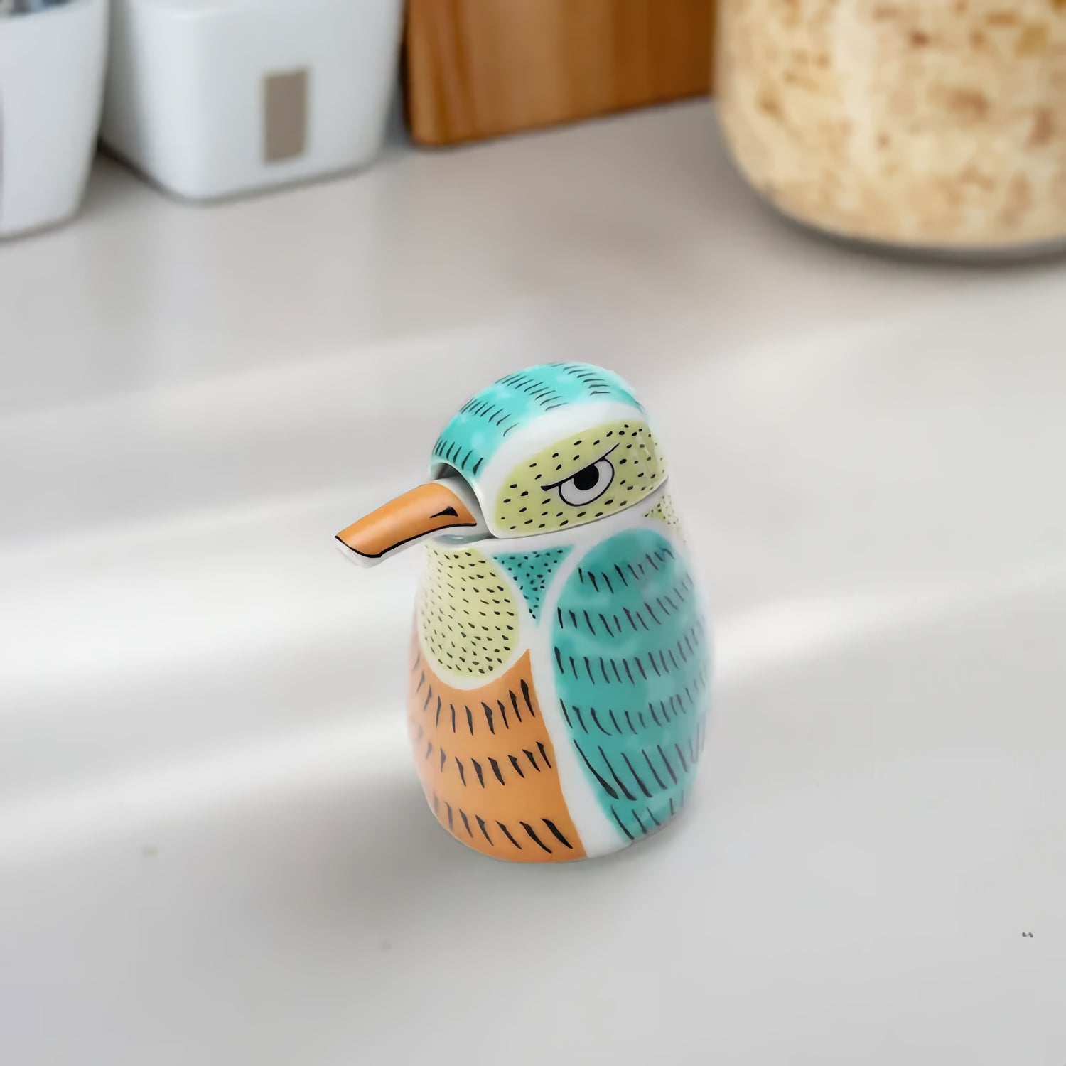 NISHIKI KINGFISHER-SHAPED SOY SAUCE DISPENSER ARITA / KOURAKU KILN