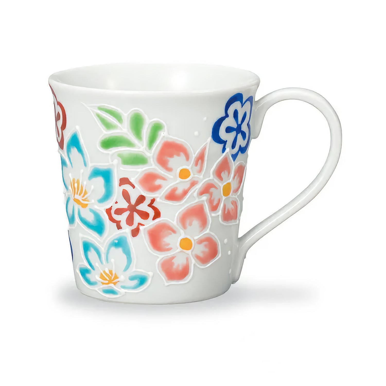 KUTANI JAPANESE MUG CUP ICCHIN FLORAL PACKED DESIGN/SHIHO AIKAWA