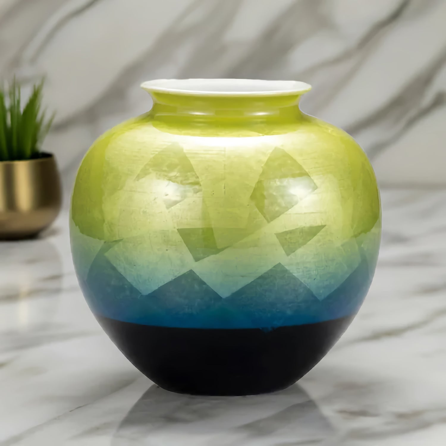 KUTANI WARE FLOWER VASE - GINSAI (SILVER DECORATION), JAPANESE CERAMIC VASE