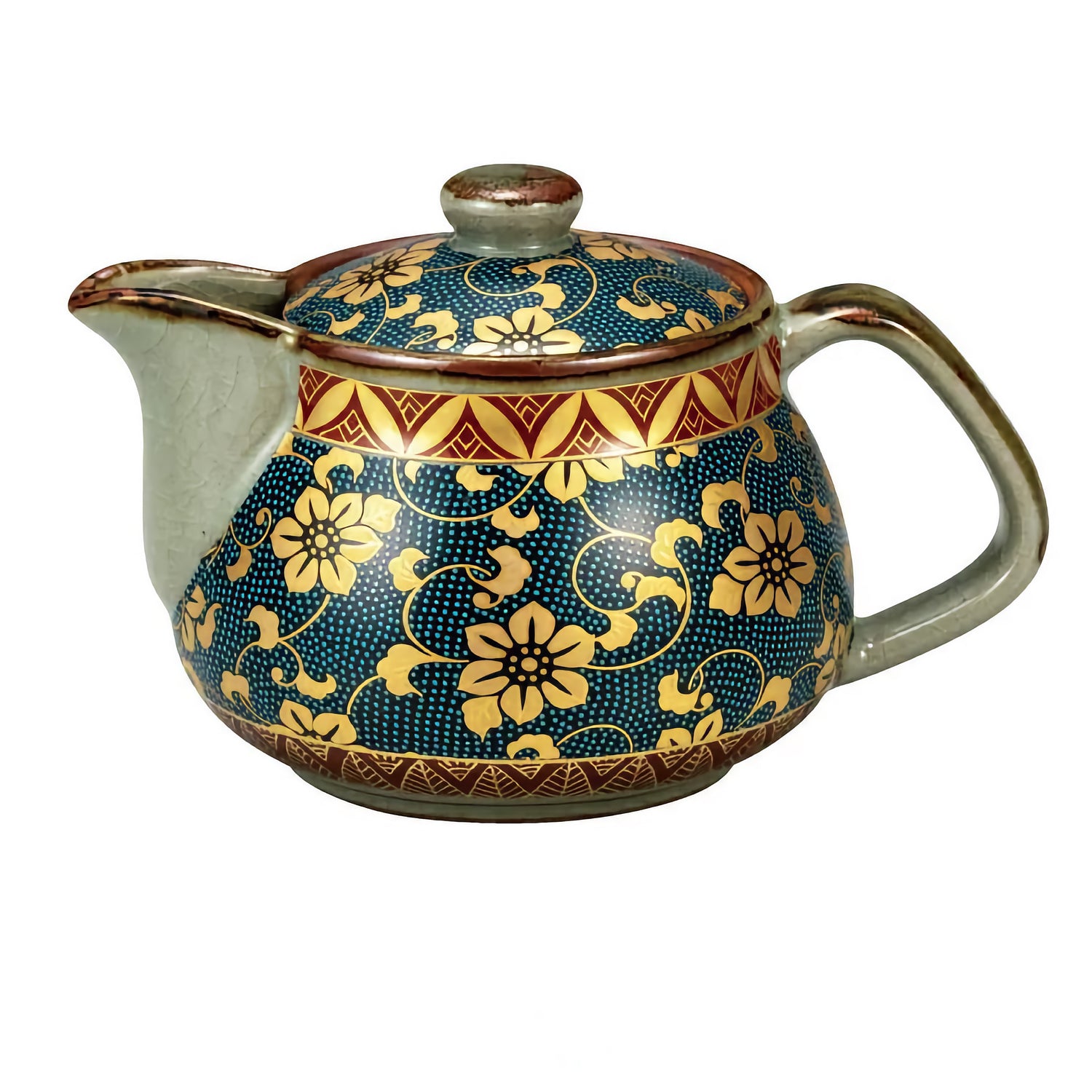 KUTANI JAPANESE TEA POT AOCHIBU TESEEN(WITH NETTED DESIGN)