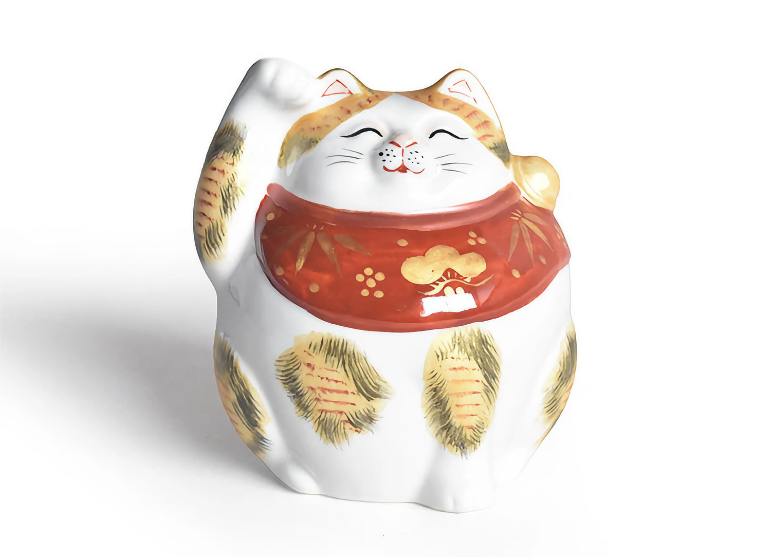 KUTANI JAPANESE LUCKY CAT(MANEKI NEKO) GOLD-COLORED CALICO