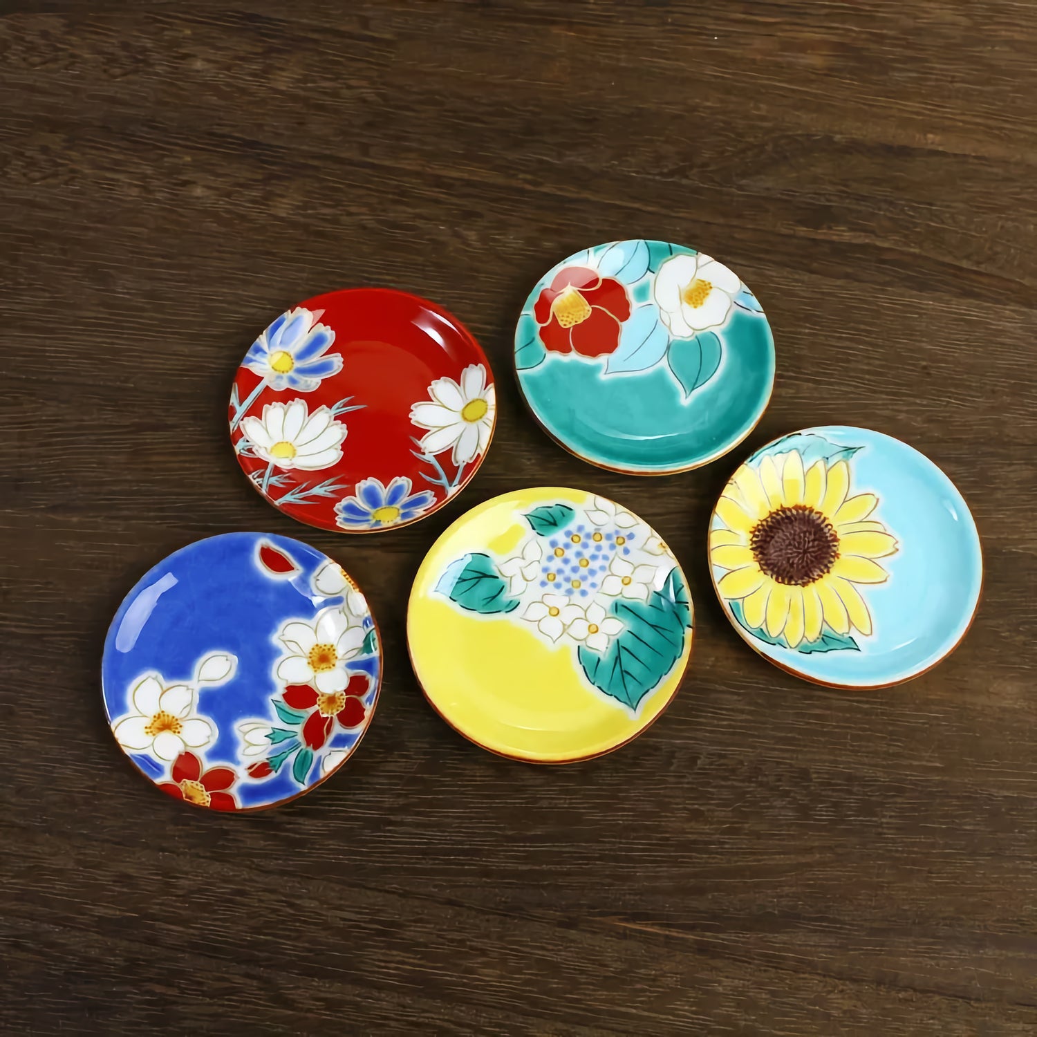 KUTANI WARE CHOPSTICK RESTS HIMEZARA – FOUR SEASONS FLOWERS 5-PIECE SET/SEIKOU KLIN