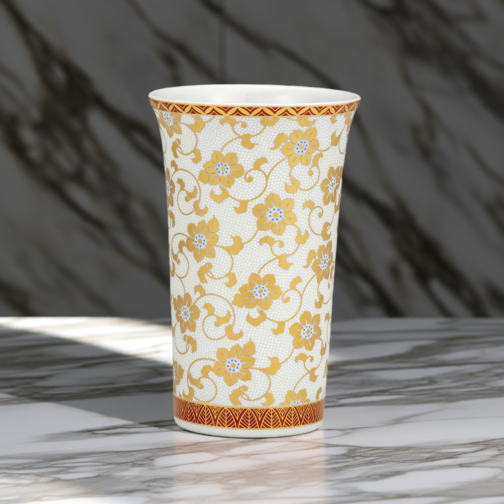 JAPANESE BEER CUP KUTANI WHITE TETSUSEN WITH RAISED DOTS