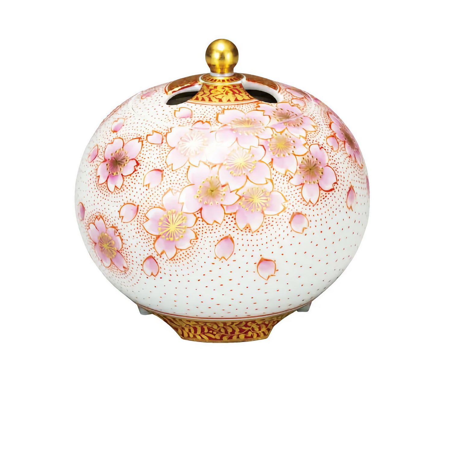 KUTANI WARE INCENSE BURNER KINRANTE SAKURA / YOSHINORI FUKUDA