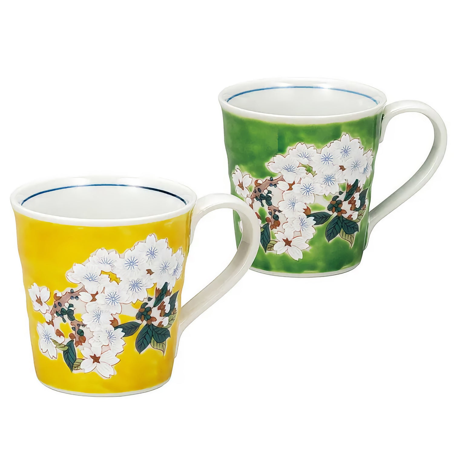 KUTANI WARE PORCELAIN PAIR MUGS – SAKURA (CHERRY BLOSSOM) MOTIF