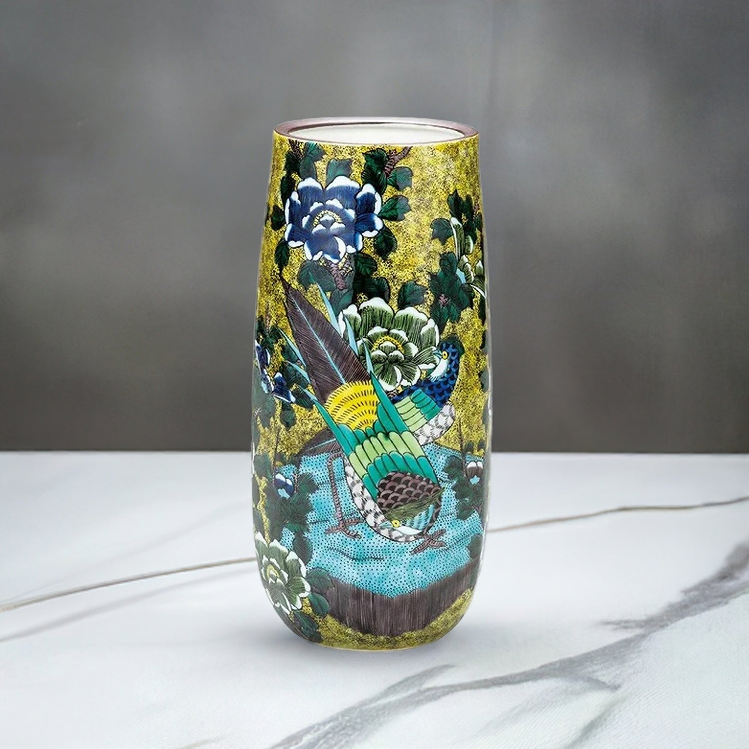 YOSHIDAYA STYLE KACHO DESIGN KUTANI JAPANESE FLOWER VASE