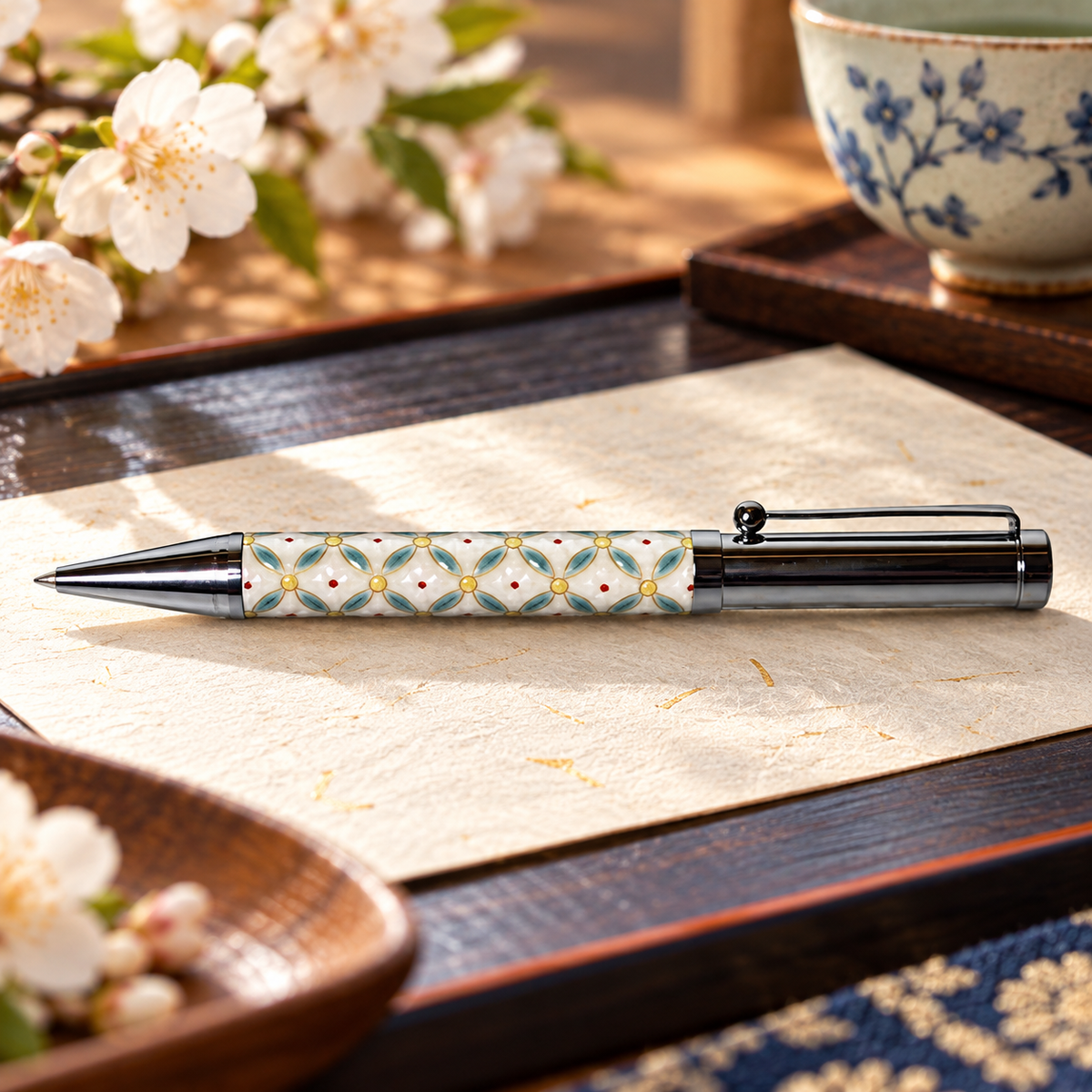 KUTANI WARE BALLPOINT PEN CLOISONNE HANABISHI (SIPPOUHANABISHI DESIGN ) BP-17 / SEIKOU KILN