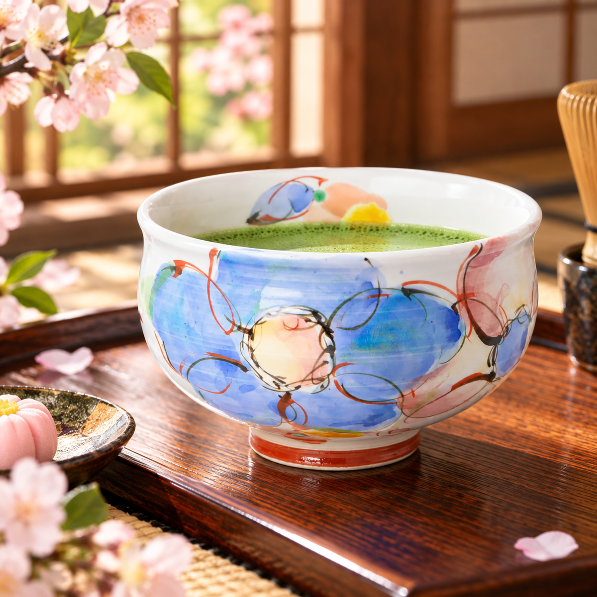 KUTANI WARE MATCHA BOWL – DANCING IN THE WIND / KOKUZOU KILN