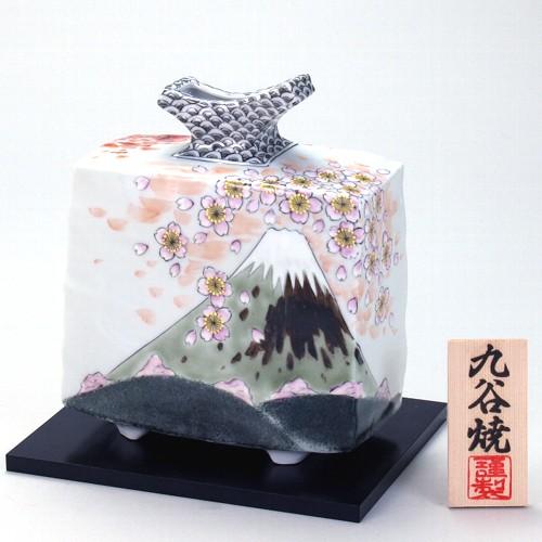 KUTANI WARE VASE – “SPRING & AUTUMN MT. FUJI” BY YOSHINORI FUKUDA