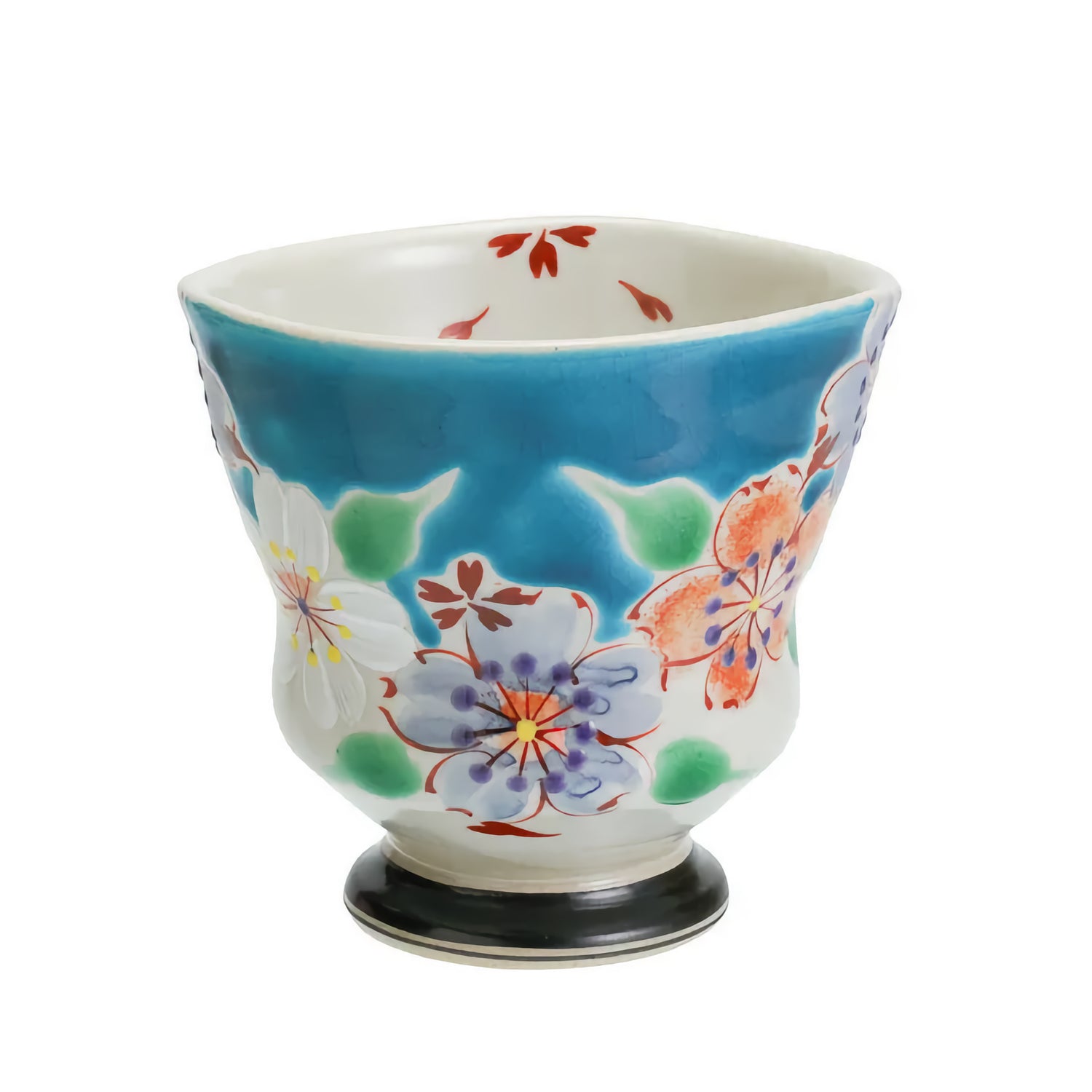 KUTANI JAPANESE YUNOMI CHERRY BLOSSOM BANQUET - BLUE/KOKUZOU KLIN