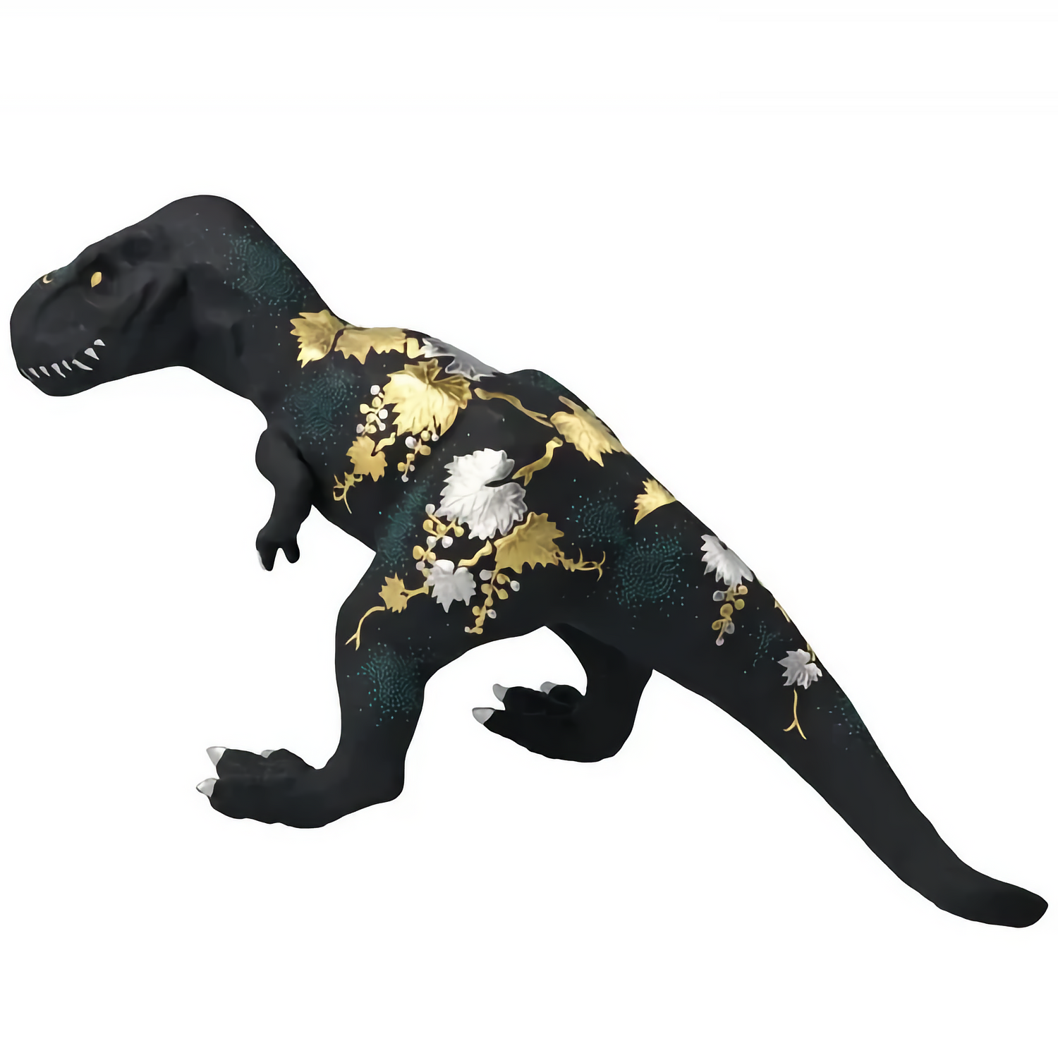 KUTANI WARE FIGURINE TYRANNOSAURUS SHIROGANEMORI GRAPE DESIGN AOCHIBU BY KINGYOKU NAKADA