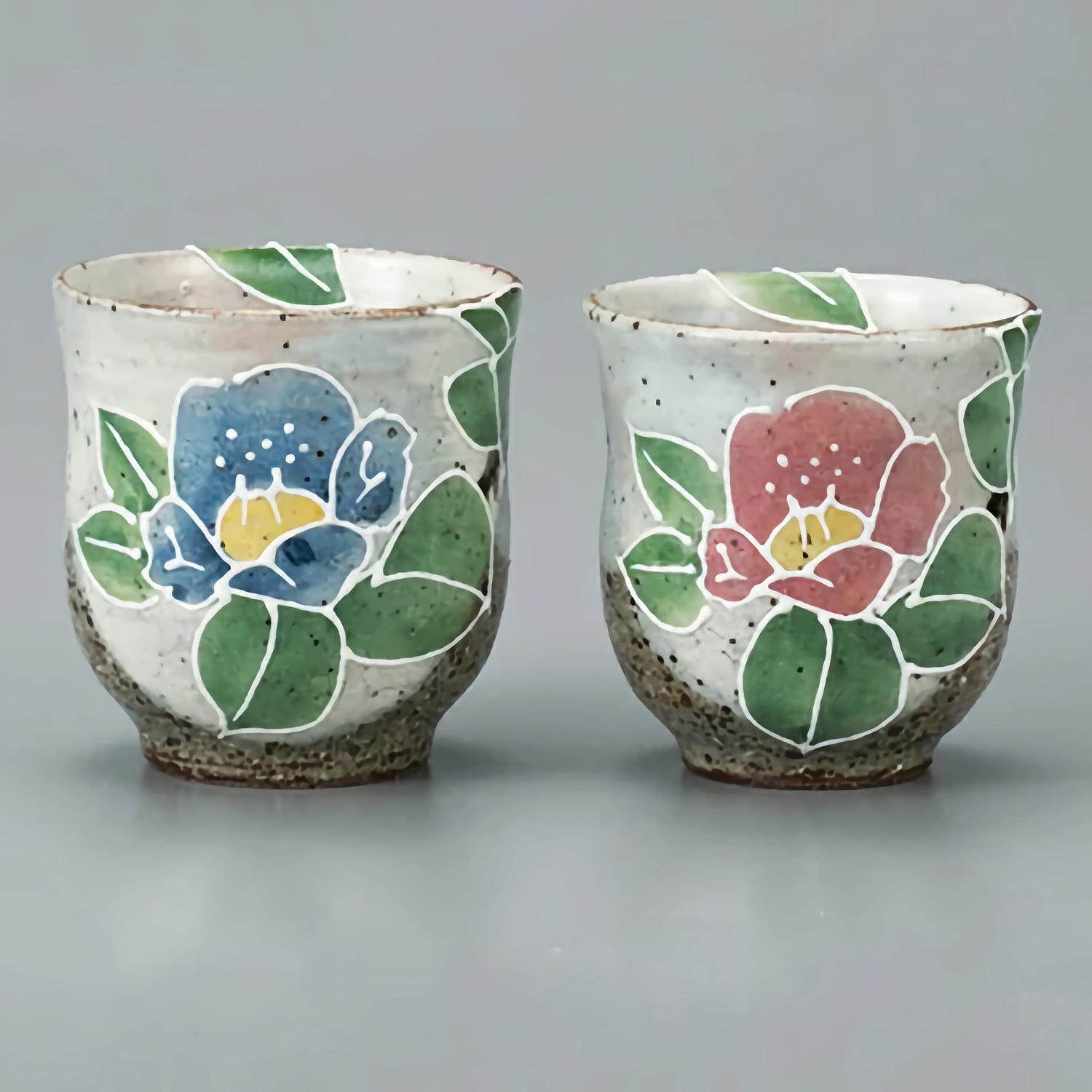 KUTANI WARE YUNOMI SET TEACUP (CAMELLIA) / SHIHO AIKAWA