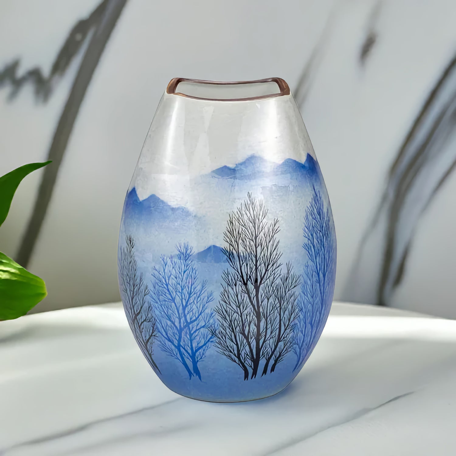 JAPANESE FLOWER VASE KUTANI SILVER-GLAZED GROVE