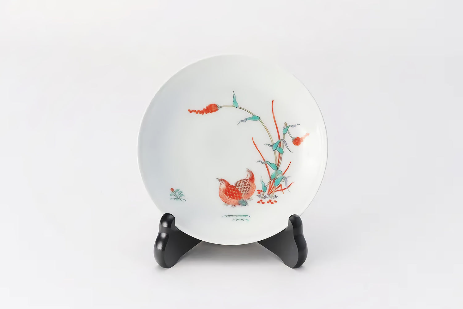 ARITA WARE 4.5-INCH DECORATIVE PLATE “MILLET AND QUAIL” – KAKIEMON KILN | JAPANESE PORCELAIN ART