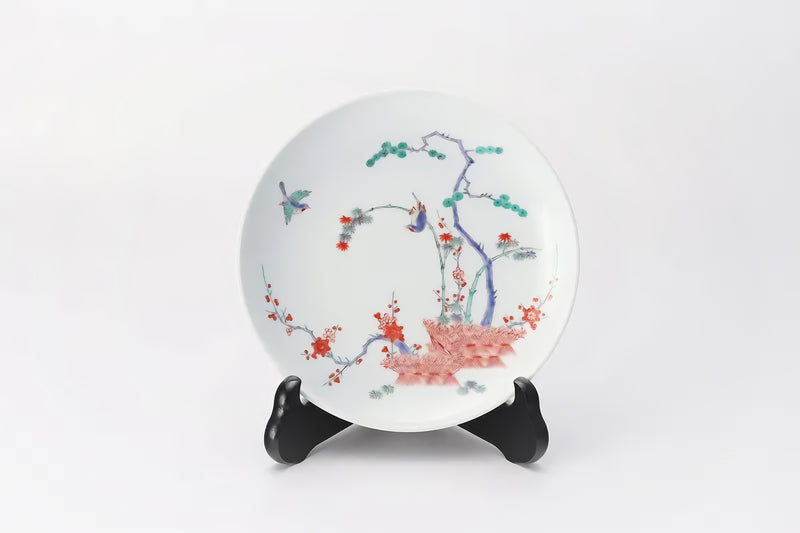 ARITA WARE 6-INCH DECORATIVE PLATE – “PINE, BAMBOO & PLUM WITH BIRDS” | KAKIEMON KILN