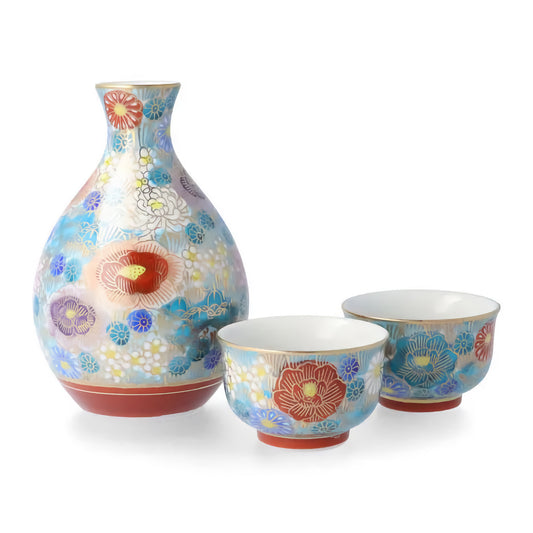 JAPANESE SAKE SET KUTANI AVAILABLE IN 5 COLORS GOLD HANAZUME/TAISHI KLIN