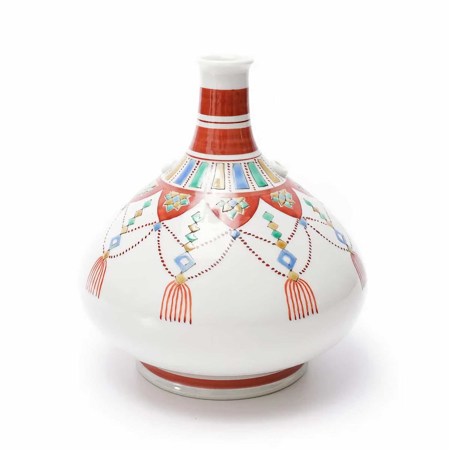 KUTANI WARE DECORATIVE PLATE - AKAE YORAKU DESIGN, TRADITIONAL JAPANESE CERAMIC ART