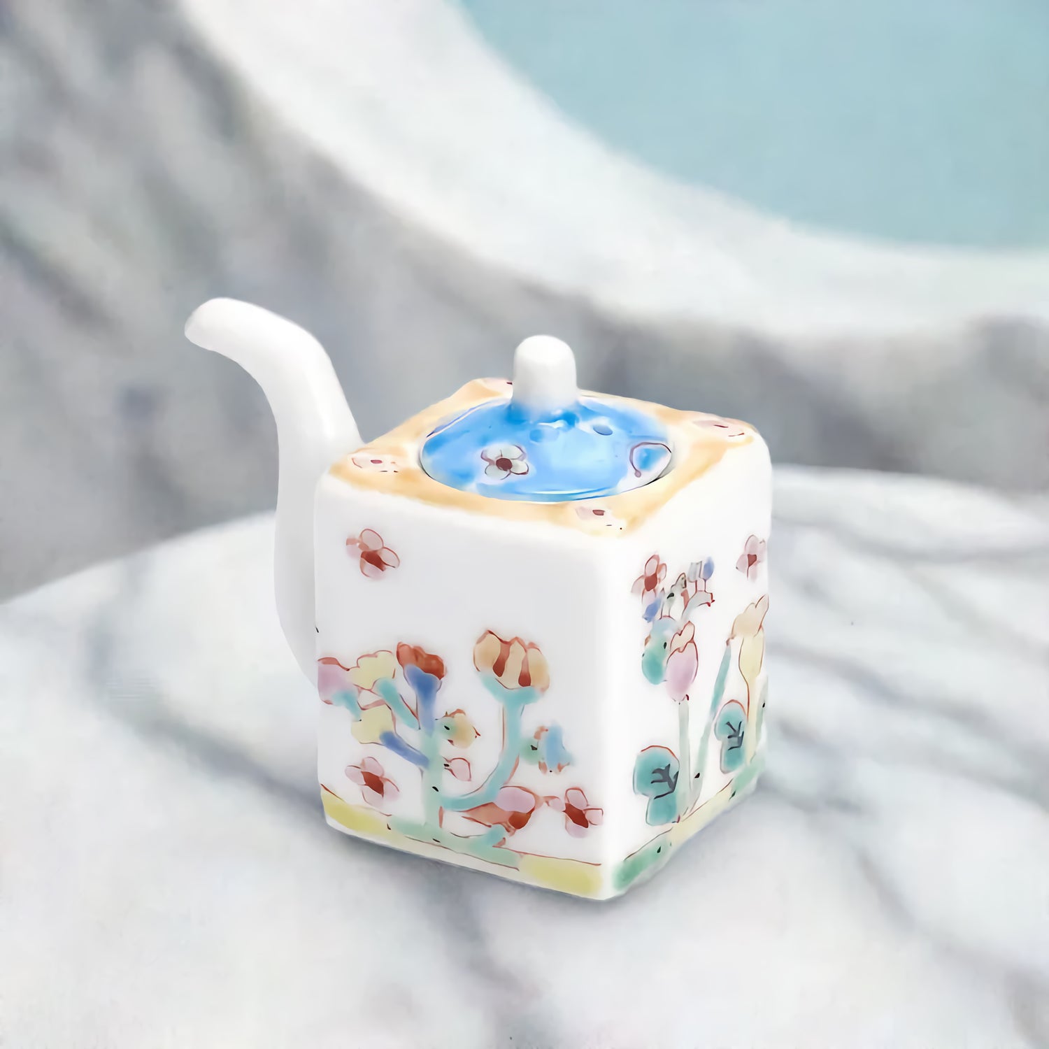 GINSYUU KILN JAPAN KUTANI SOY SAUCE DISPENSER FLOWERING HILL