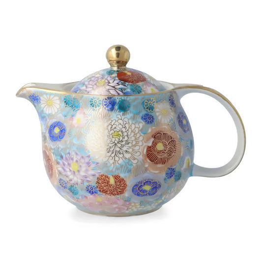 KUTANI JAPANNESE TEAPOTCHOOSE FROM 5 COLORS – KIN-HANAZUME(WITH STRAINER)
