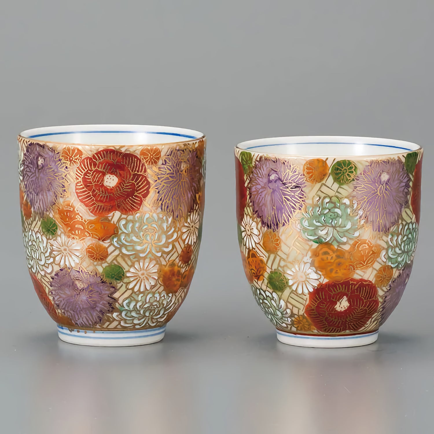 KUTANI JAPANESE YUNOMI SET KIN-HANAZUME