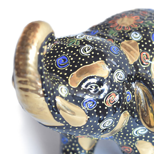 JAPANESE KUTANI WARE ELEPHANT KUROMORI|TRADITIONAL JAPANESE CRAFT FIGURINE