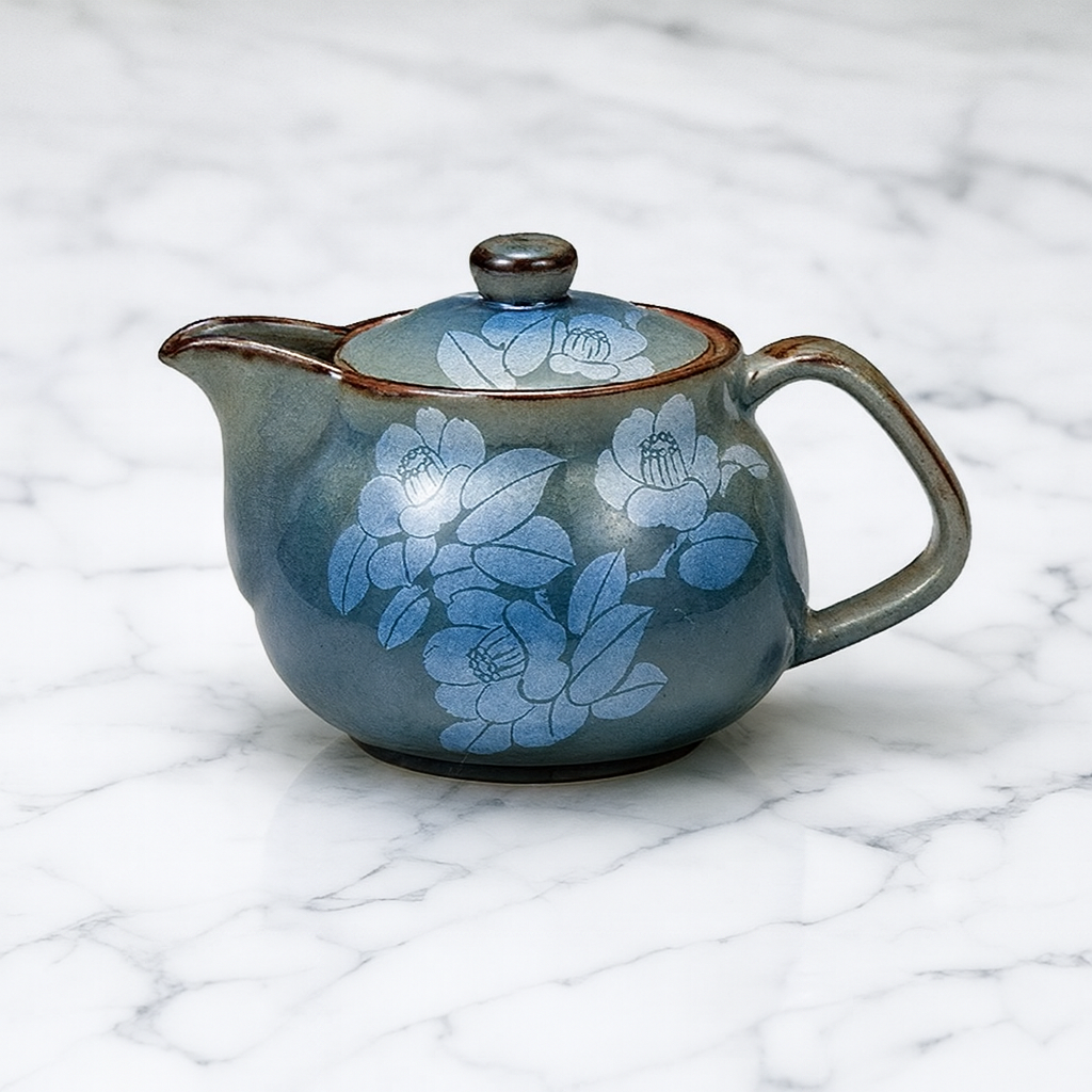 KUTANI WARE TEAPOT GINSAI CAMELLIA