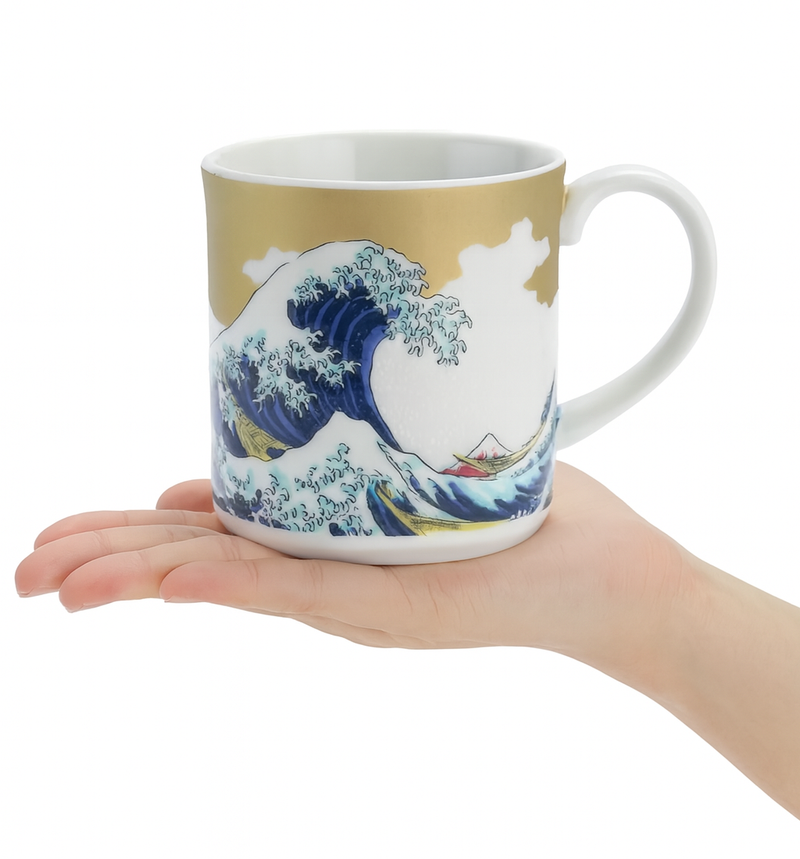 JAPANESE KUTANI PORCELAIN MUG CUP – WAVE DESIGN | SEIKOU KILN