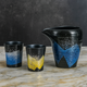 JAPANESE SAKE SET KUTANI SILVER BLUE