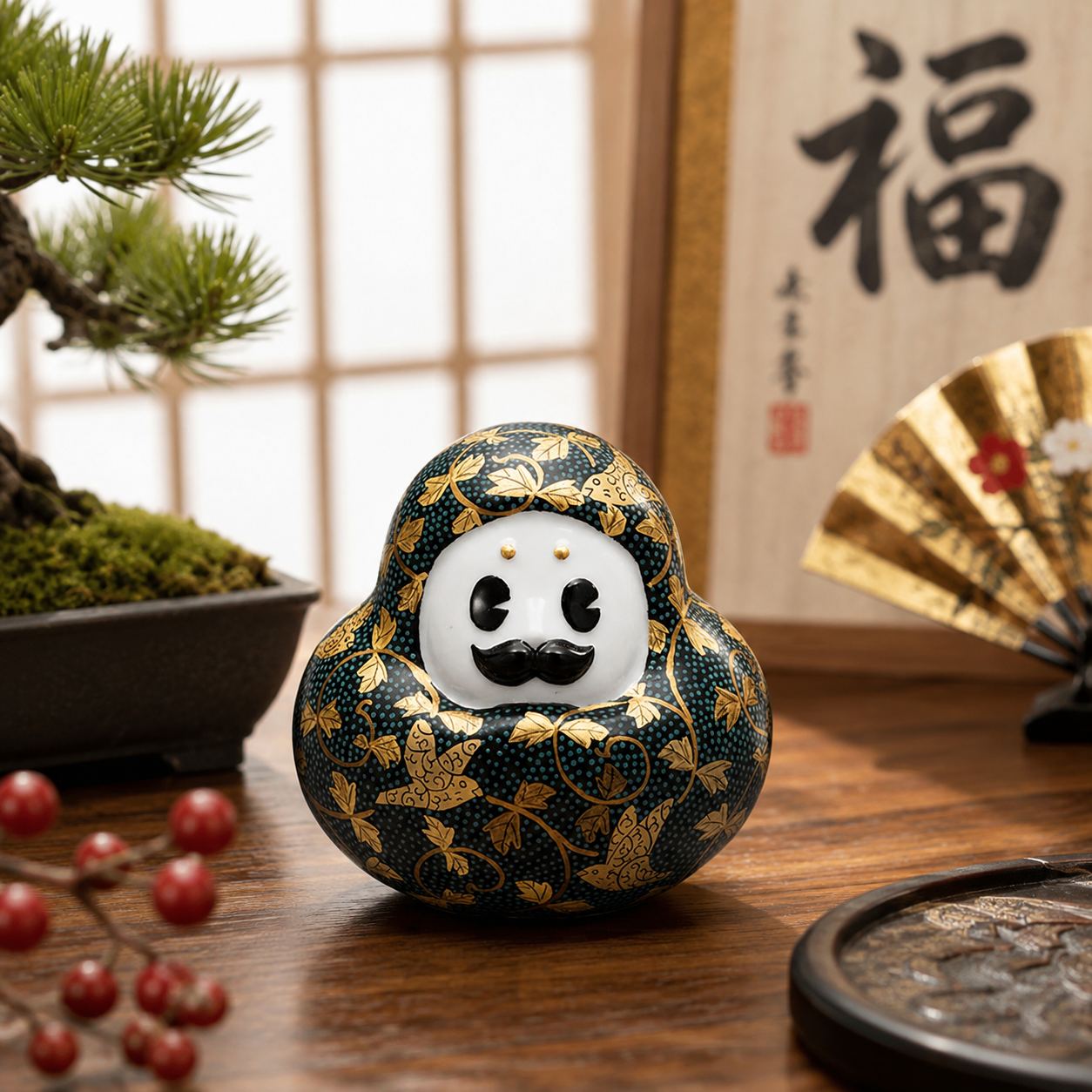 KUTANI WARE HYAKUMANSAN DARUMA AOCHIBU/TAISHI KILN
